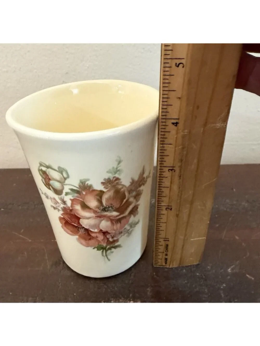 Vintage Athena California Floral Ceramic Tumbler Bathroom Cup Cottagecore Decor